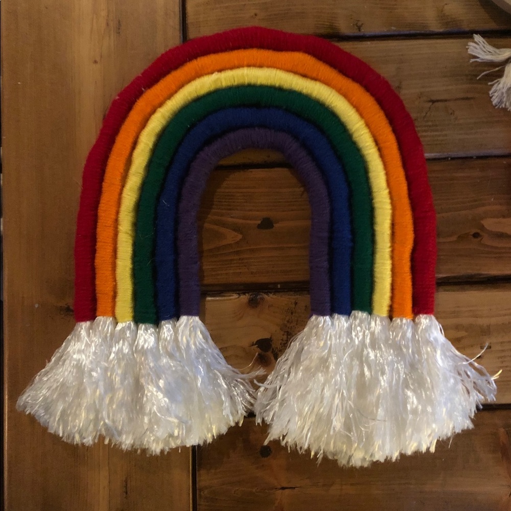 Rainbow macrame wall hanging